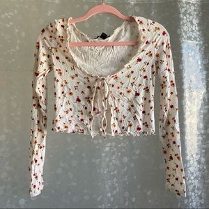 Floral Tie-Front Knit Top